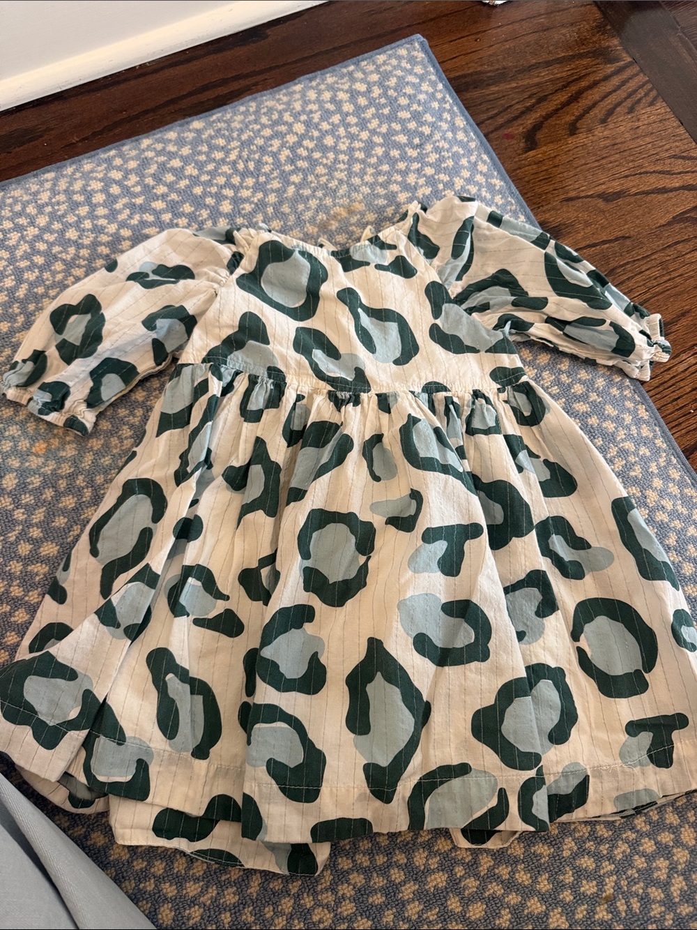 Pink Chicken White Dress with Dark Green Leopard Spots